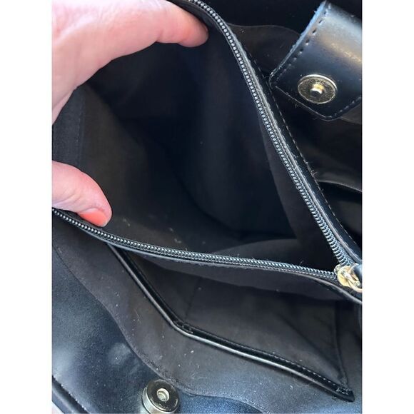 Nanette Lepore black creme striped purse cloth vegan leather - Picture 11 of 15